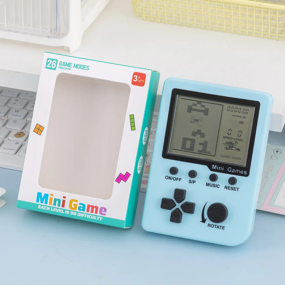 Retro Pocket Handheld Game Console Keychain Classic Tetris Electronic Game Player 26 Kinds Games Mini Kids Toy Birthday Present