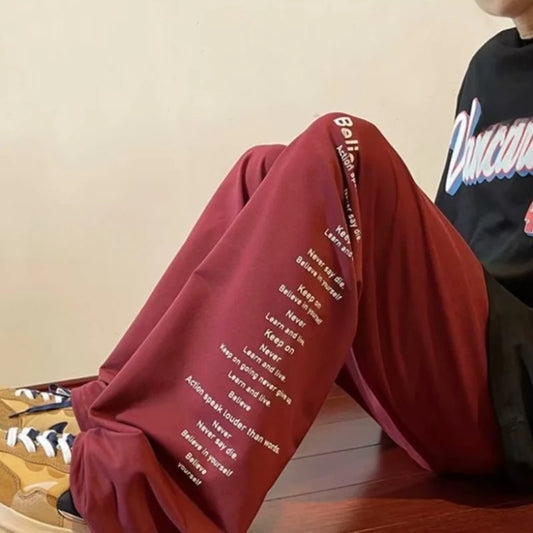 Men’s Fashion Joggers Distinctive Hip Hop Aesthetic Wide Leg Drop Crotch Design American High Street Look Cotton Casual Trouser