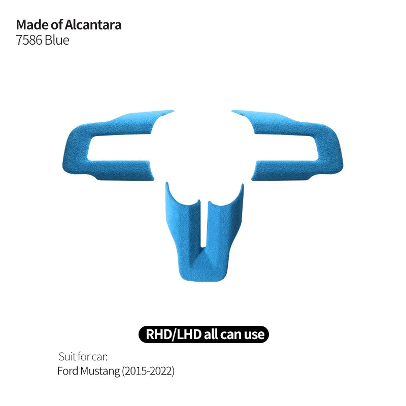 Made of Alcantara For Mustang Steering Wheel Panel Decorative Strips Trim Frame Sticker Car Premium Interior Tuning Accessories