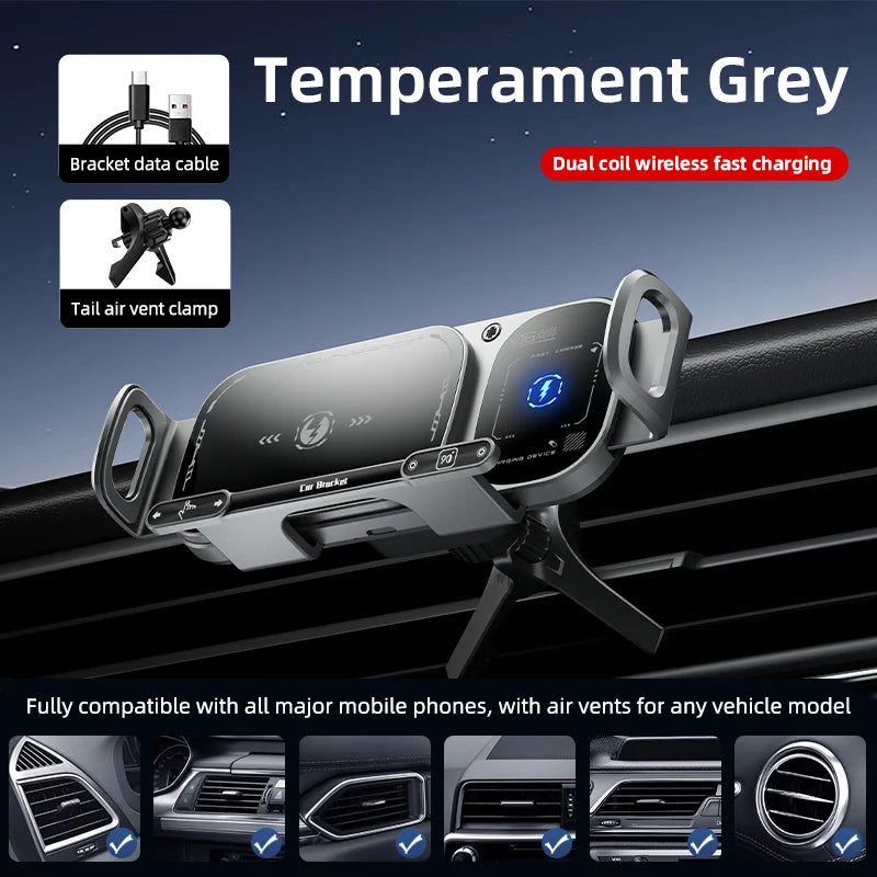 Fold Screen Car Wireless Charger Dual Coil Mount 15W Fast Car Charging for Samsung Galaxy S23 S22 S21 Z Fold Flip 5 4 3