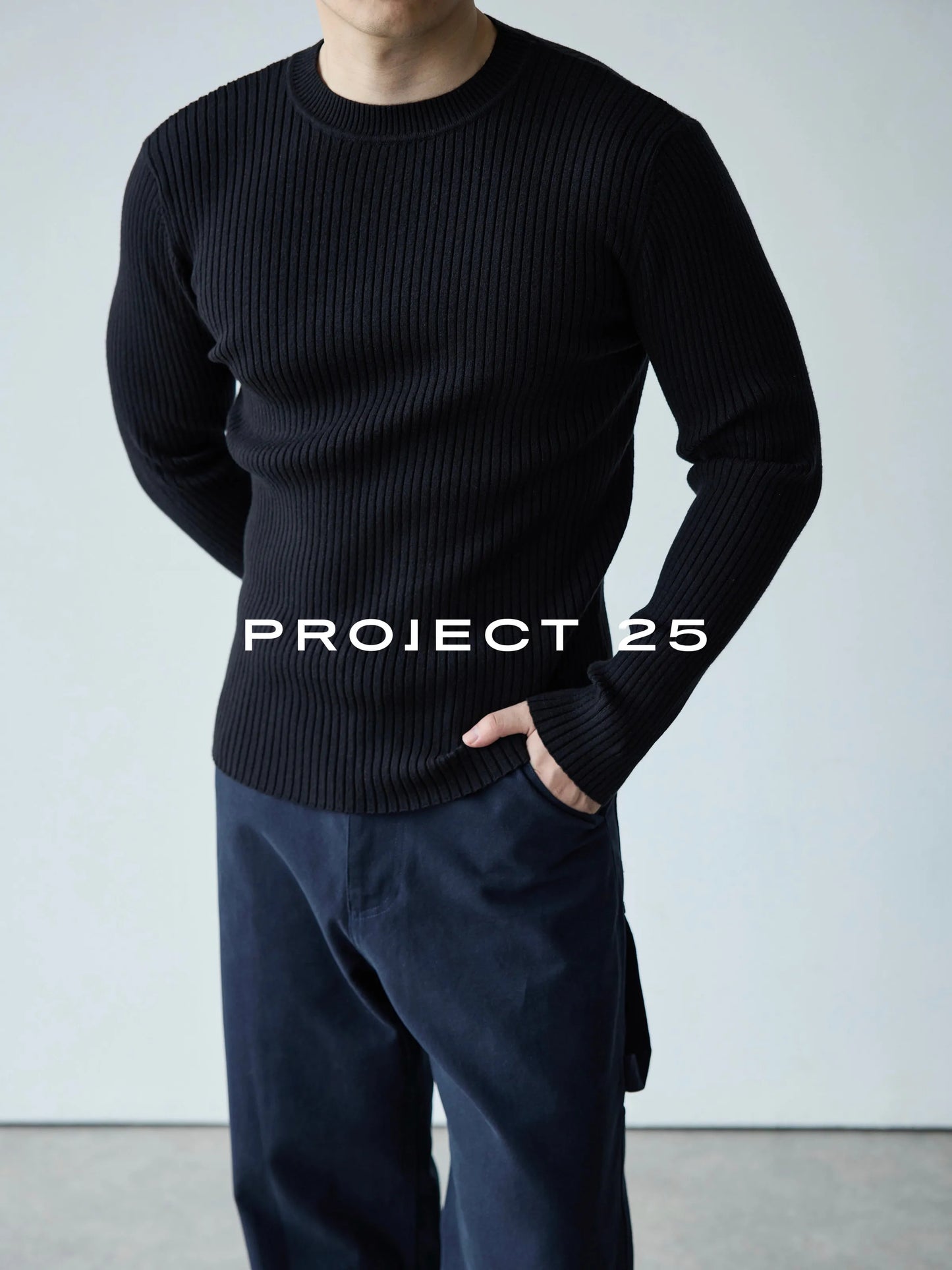 PROJECT 25 Men's Stretch Rib Knit Slim Fit Long Sleeve Base Layer β Soft Skin-Friendly Thermal Sweater for Winter