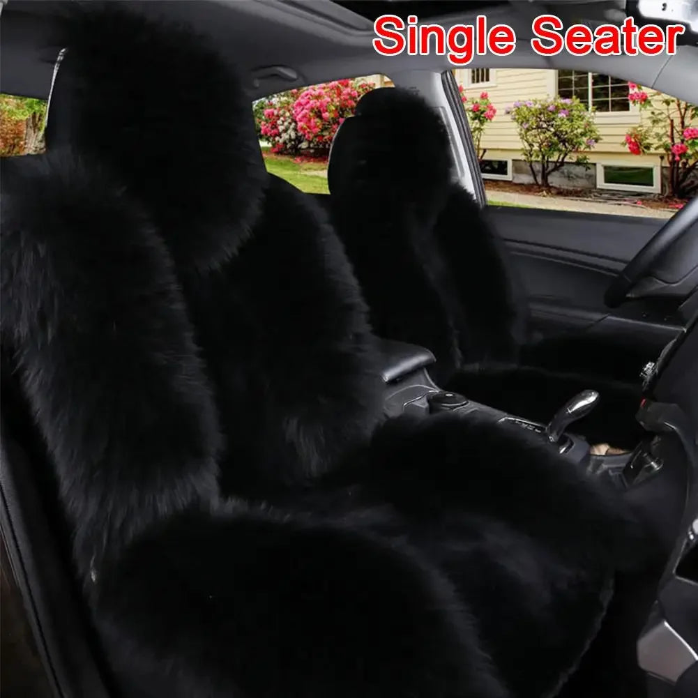 Universal Winter Car Seat Cushions Australian Sheepskin Fur Seat Auto Cover Autumn Warm Winter Interior Accessories K6X4