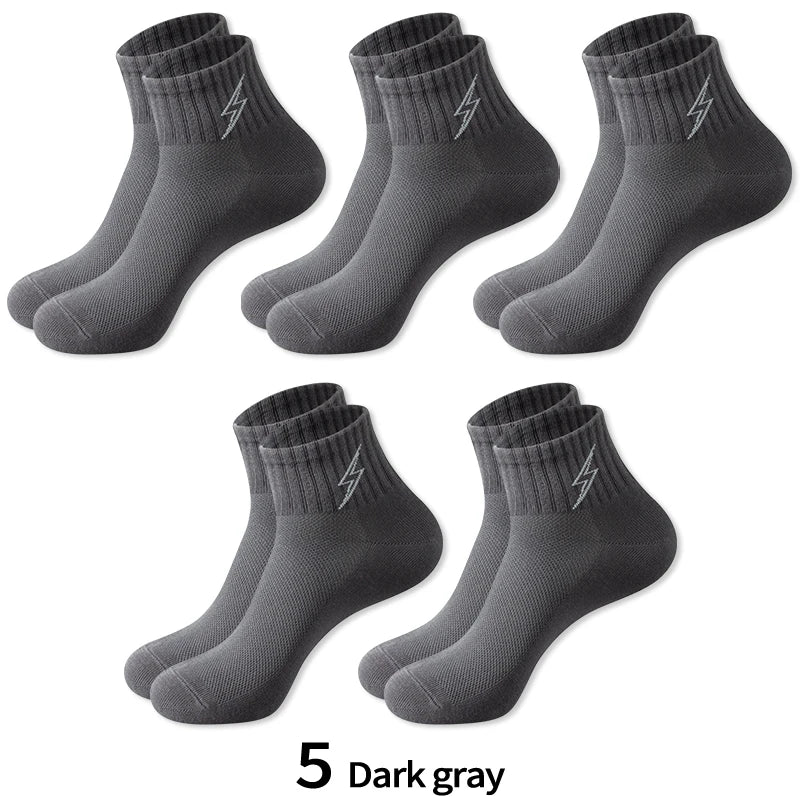 Performance Socks Men Quarter Ankle Athletic Running Hiking Cushion Breathable Ventilation Cotton Sports 5 Pairs