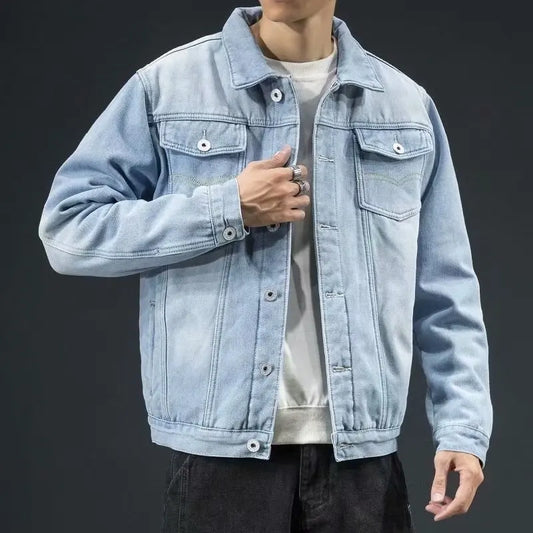Korean Version Winter New Warm Men'S Denim Jacket With Plush Thick Coat Casual Jacket Men'S Loose Tops