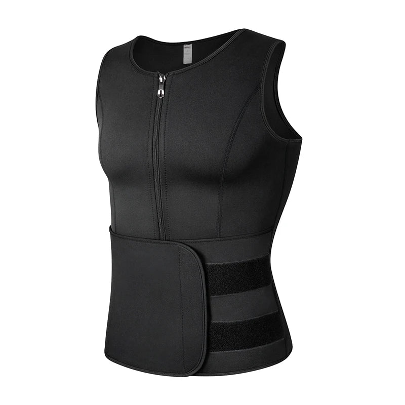 Men Neoprene Sauna Sweat Vest Waist Trainer Corset Body Shaper Zipper Slimming Tank Top Fat Burner Workout Weight Loss Shapewear