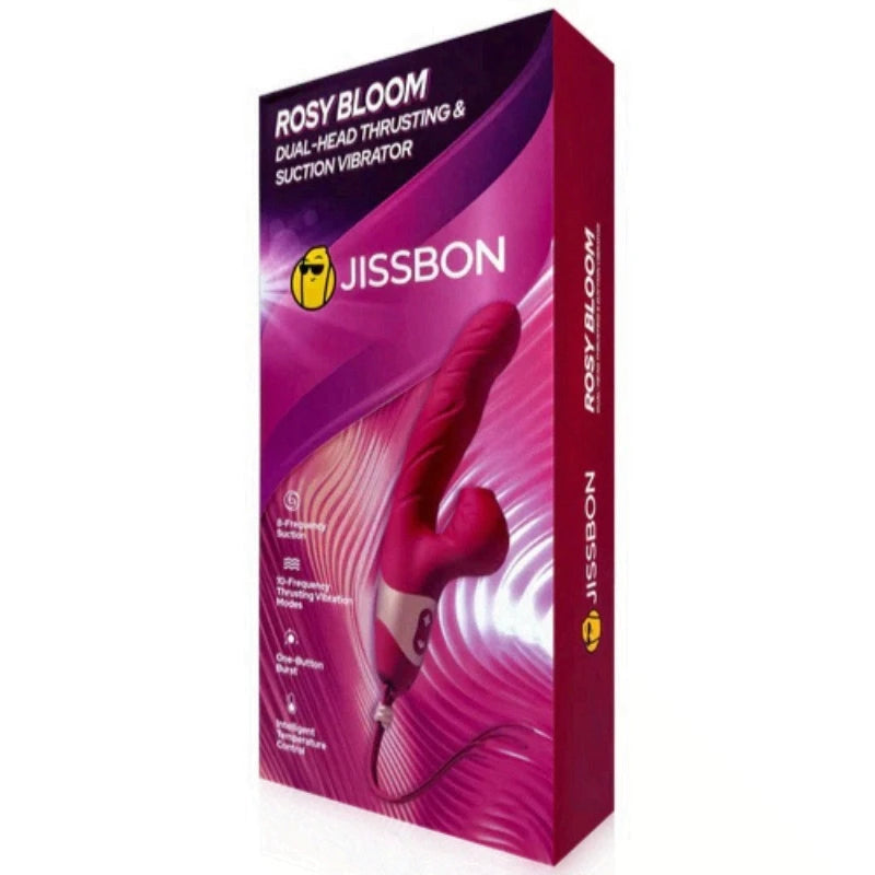 Dual G Spot Vibrator for Women Jissbon Rosy Bloom Double Head Clitoris Massager with 10 Speeds Rechargeable Adult Sex Toy