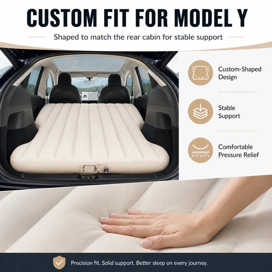 For Tesla Model Y 2021-2026 Juniper Car Inflatable Mattress With Electric Air Pump Travel Camping Trunk Bed Sleeping Mat