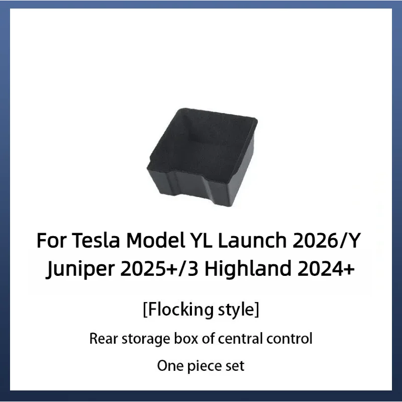 For Tesla Model 3/Y/YL 2024-2026 Hidden Storage Center Console Armrest Front And Rear Flocking Layered Grid Organized Container