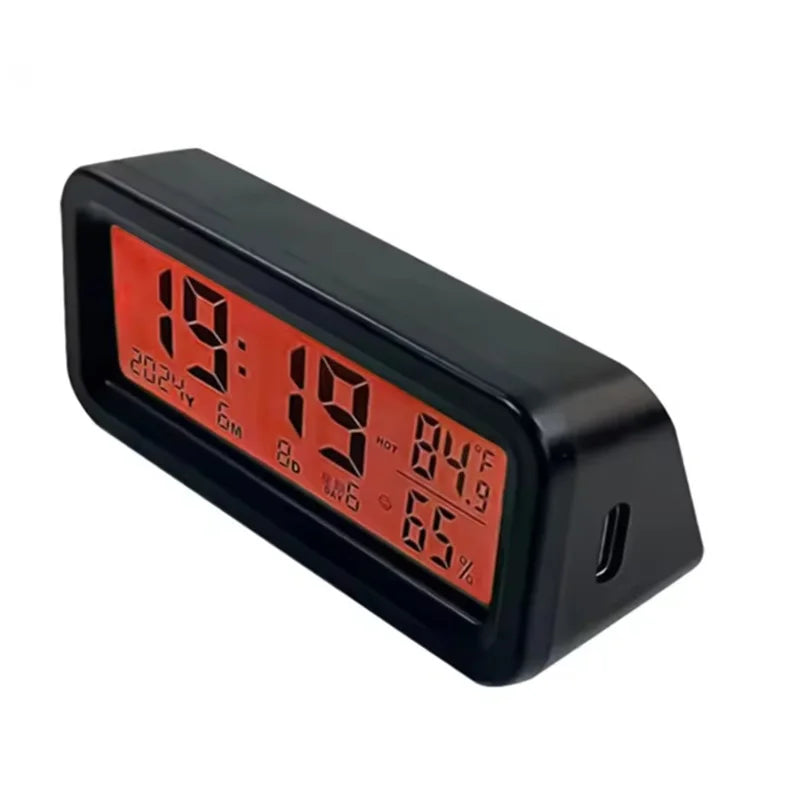 LCD Digital Solar/USB Car Clocks Power Dashboard Thermometer Automotive Electronic Temperature Humidity Gauge Automobiles Clock