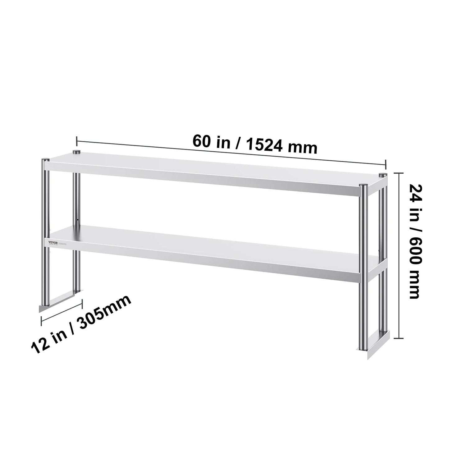 SucceBuy Stainless Steel kitchen worktable Overshelf with Height Adjustable Overshelf Prep Work Table for Kitchen Restaurant