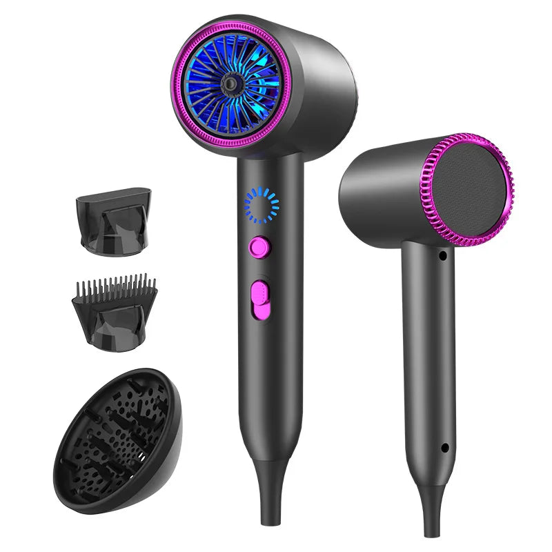 New Quick Drying Hair Dryer With Led Light, Blue Light, Negative Ion Hair Care Fan, Home Hair Salon Hair Dryer, US/EU/UK Plug