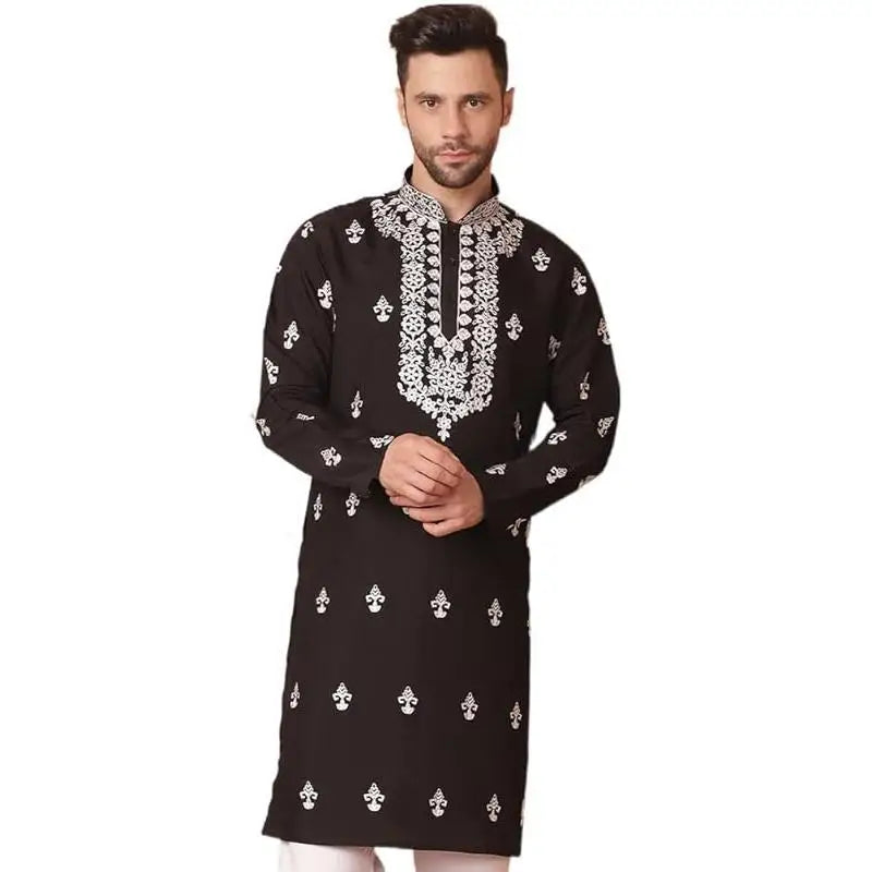Men's digital printed kurta vardha regular fit Mandarin collar long suitable all occasions such as birthday wedding Aidilfitri