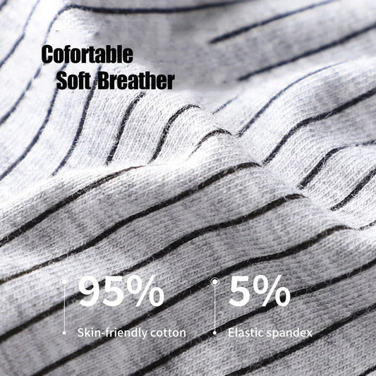 MiiOW 3/4Pcs Striped Panties Boxershorts Men Underwear Organic Cotton Boxer Shorts Antibacterial Seamless Underpants PLUS 5XL