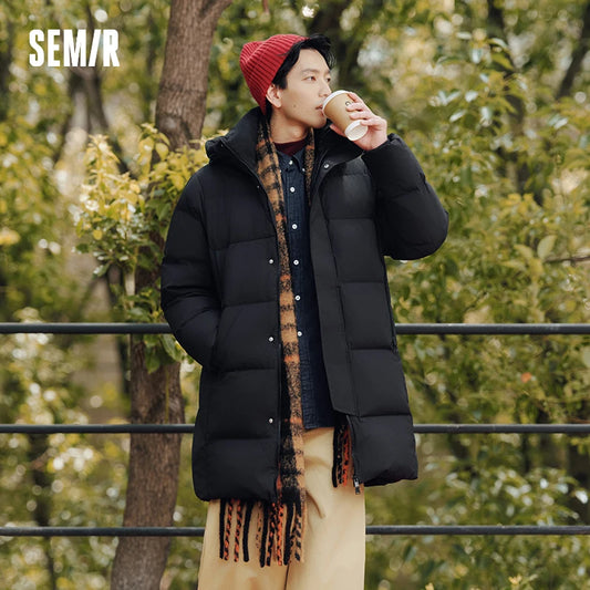 Semir Down Jacket Men Winter 90% Down Fill Windproof Three-Resistant 2025 New Outdoor Long Hooded Puffer Warm Men's Wear