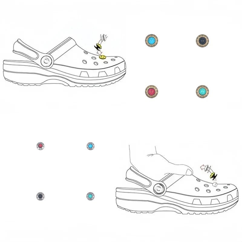 Shoe 크로크 Decorations Charm Detachable Pines Simulated Turquoise Metal Accessories Pins Hole Sandals Ornament Gift 1 Set 16 Pcs