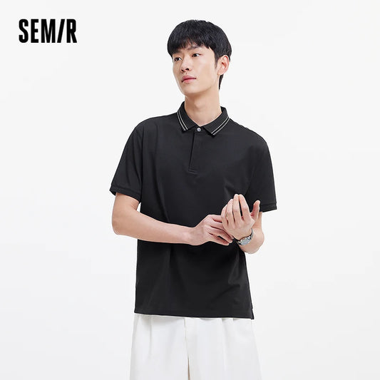 Semir Men Polo Shirt Mulberry Silk Texture Business Basic Knit 2026 Summer Casual Style Soft Lightweight Office Wear Top