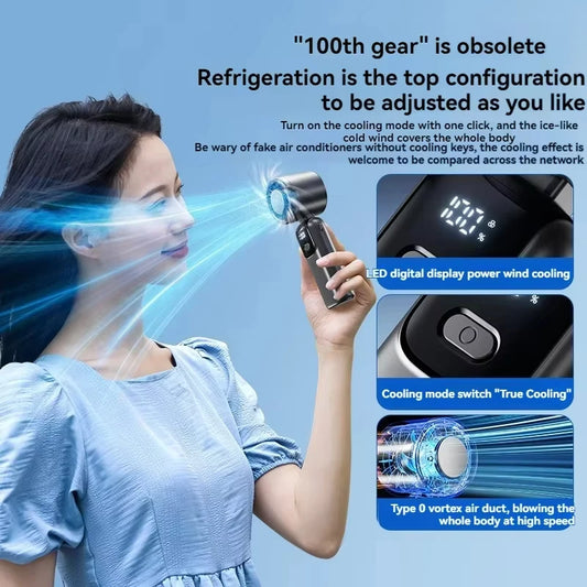 2025 New Hanging Neck Fan, Handheld Foldable High Speed Portable Fan with Infinite Speed Adjustment for Outdoor