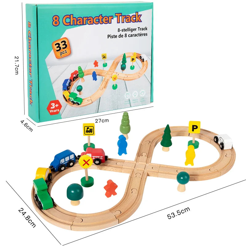 Children's wooden track train, educational building blocks, baby cognitive toys, table games