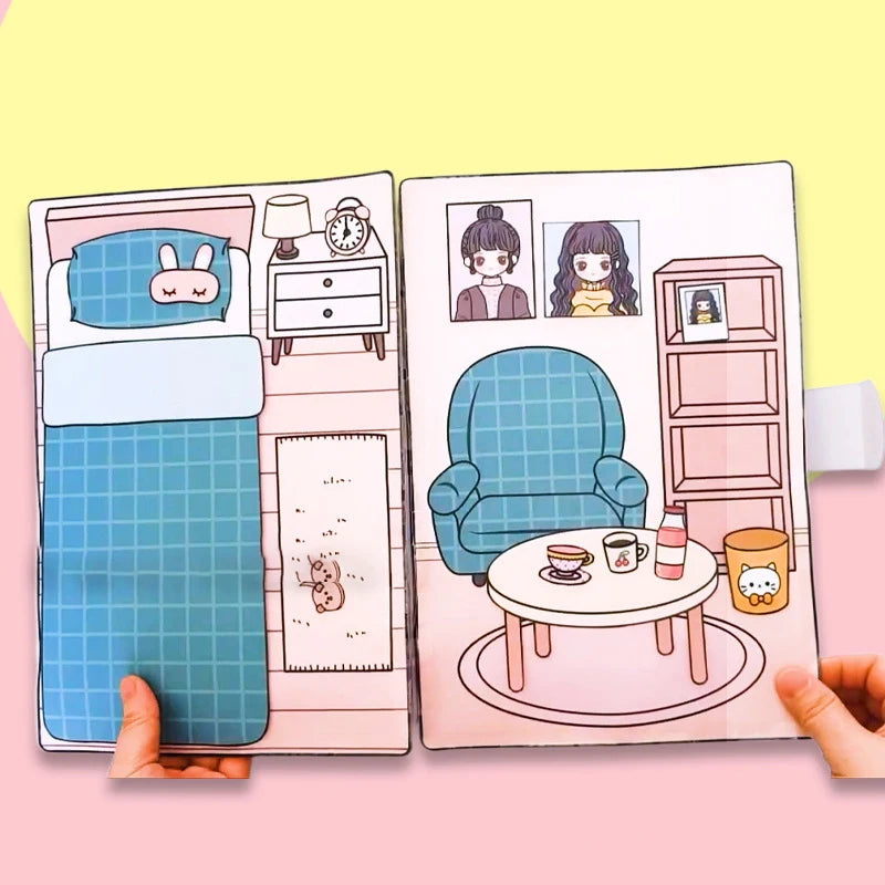 【BS】Cute Girls Quiet Book Dress UP Sticker Book Toy DIY Handmade Toys Materials Pack Kid Educational Anti-Stress Toy