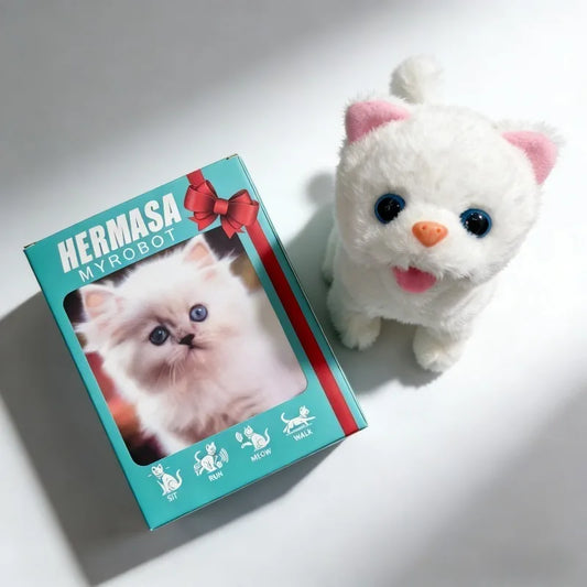 Electric Walking Meowing Cat Toy - Realistic Plush Pet That Runs, 2026 Cute Gift for Kids Electronic Toys Bebes