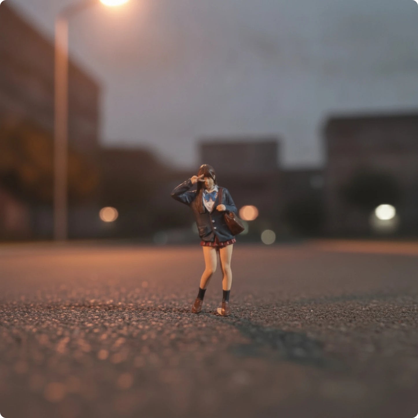 School Girl Miniature Hand-Painted 3D Printed Figurine for Hobbyists, Diorama, Model Scene