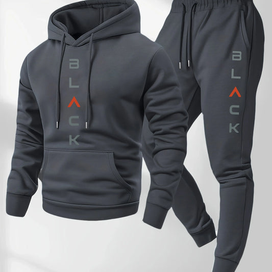 Men's fashionable printed hooded sweatshirt and sweatpants soft and comfortable autumn and winter hot item warm hooded set