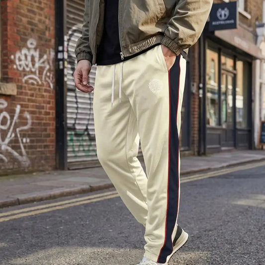 Men's Color-blocked Striped Sweatpants Street Style Lightweight Sweatpants Drawstring Hip-hop Skateboard Breathable Casual Pants