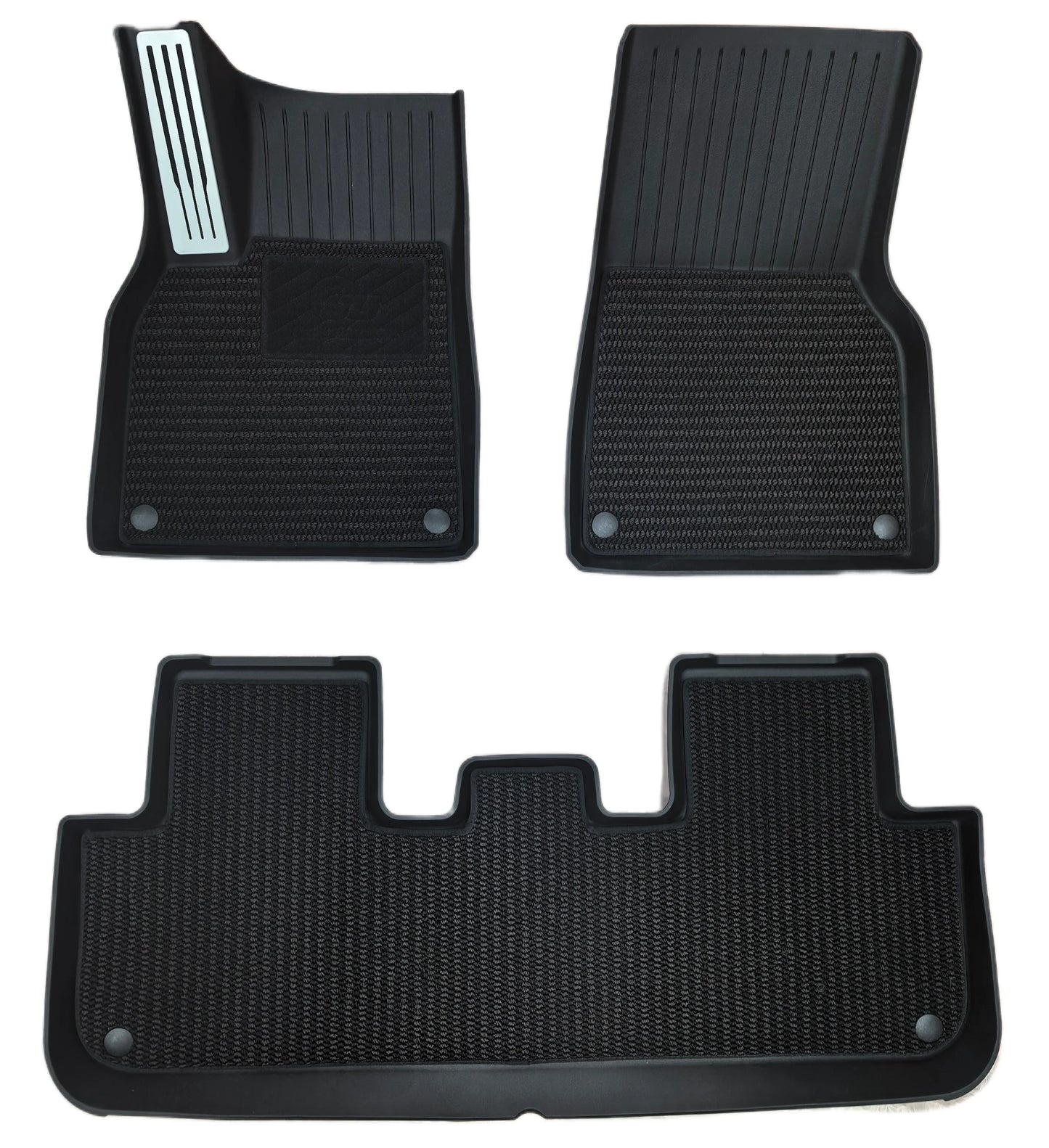 3/6-Piece Set TPE Dual-Layer Car Floor Mats for Tesla Model Y Juniper/Standard Full Vehicle Upgrade with Metal Pedal Driver
