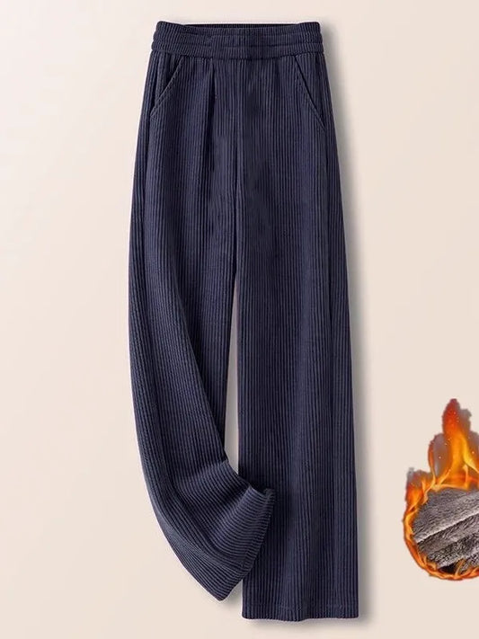 Corduroy Wide Leg Pants High Waist Straight Cut Thickened Women's Loose Fit Trousers Autumn Winter New Style Casual Pants