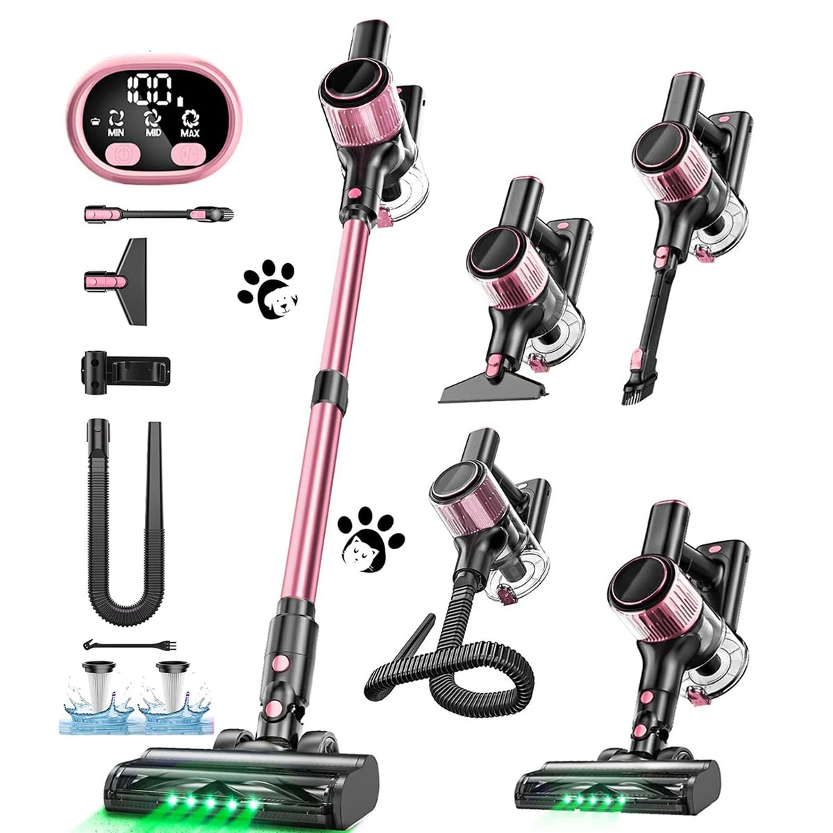 Cordless Vacuum Cleaner, 55Kpa/500W/45min 10 in 1 Powerful Stick Vacuum Cleaner for Home Pet Hair/Hard Floor/Carpet