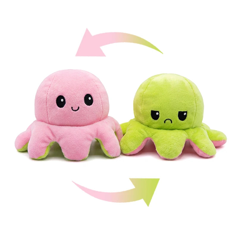 Double-Sided Octopus Plush Toy Purple and Blue Double-Sided Flip Plush Toy with Embroidered Details A Cute Collectible Plush Toy