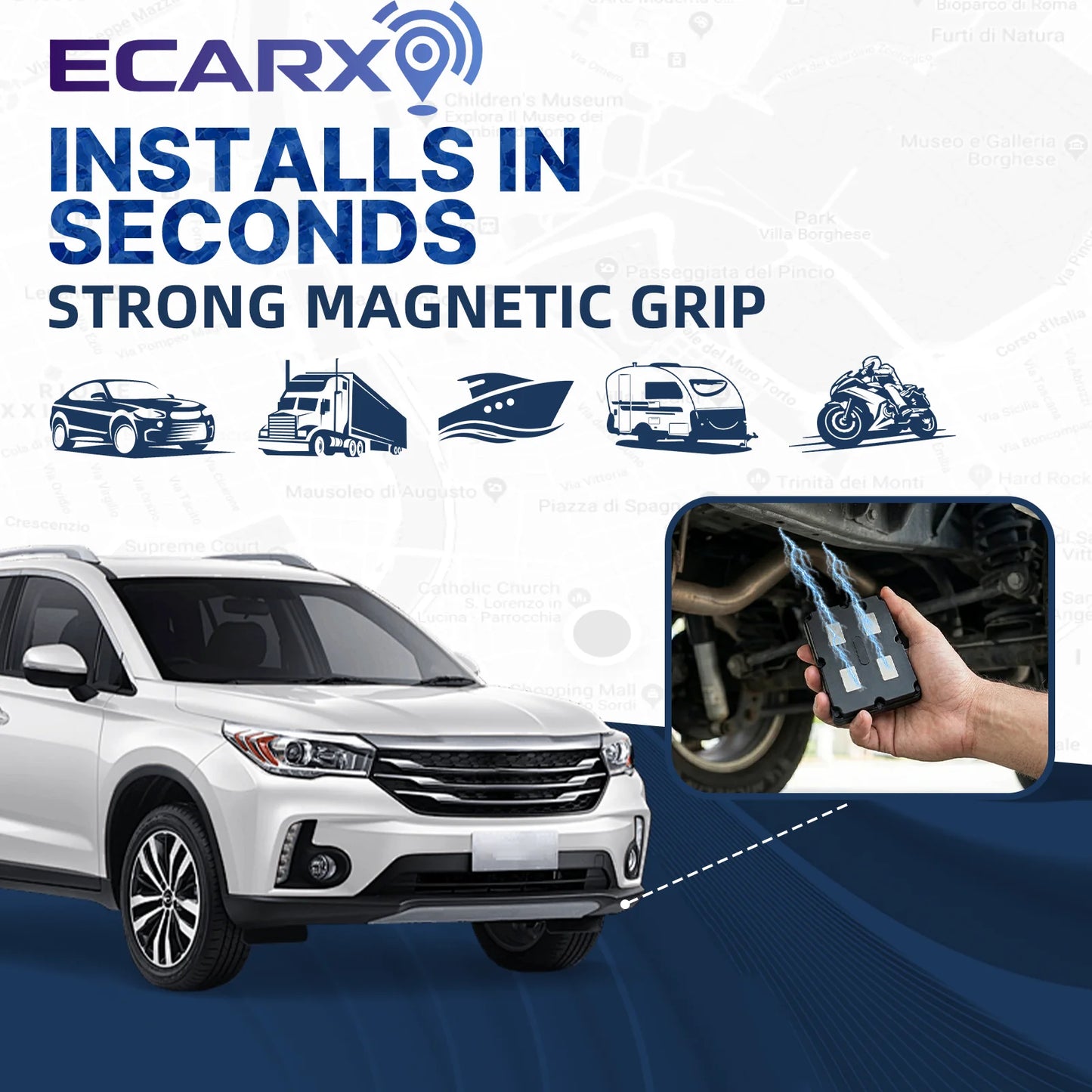 Car Tracker GPS 4G Tracking Device 7500mAh Waterproof GPS Vehicle Tracker Magnet Long Standby Battery Real Time Position APP