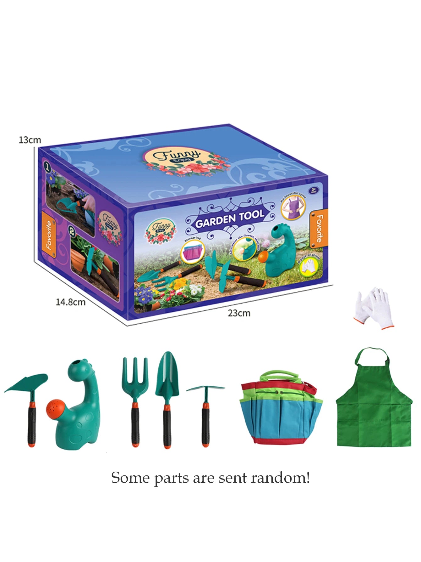 Gardening Tool Set Toys for Kids, Children's Outdoor Garden Beach Cart Apron Glove Plant Flowers Tools Gifts for Boys and Girls
