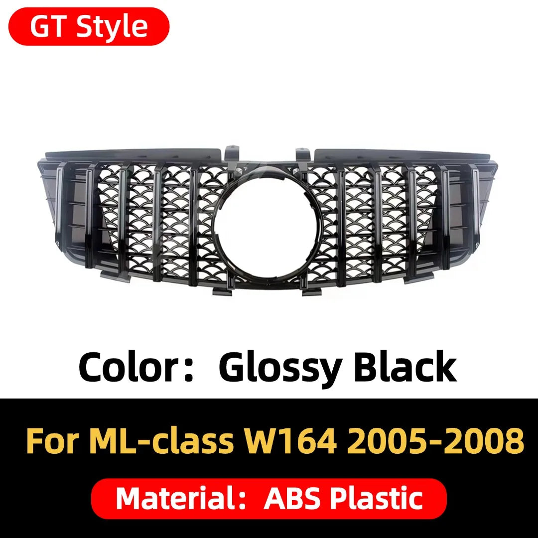 Front Mask Grille Bumper Grill Hood Mesh Modification For Mercedes Benz ML W164 2005-2011 GT Diamond Style Tuning Accessories