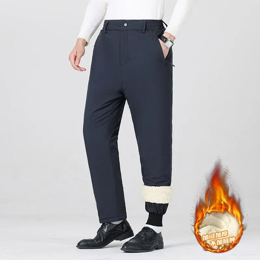 Men's Fleece Winter Pants Sherpa Lined Active Jogger Sweatpants Drawstring Elastic Windbreaker Hiking Trousers Plus Size 8XL