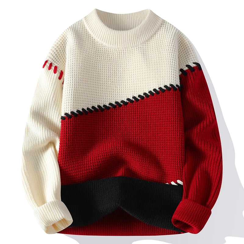 Men's Fashion stripe pattern Sweaters 2024 Autumn/Winter Loose Knittwear Men sweater youth Thick Warm wool pullovers M-4XL 