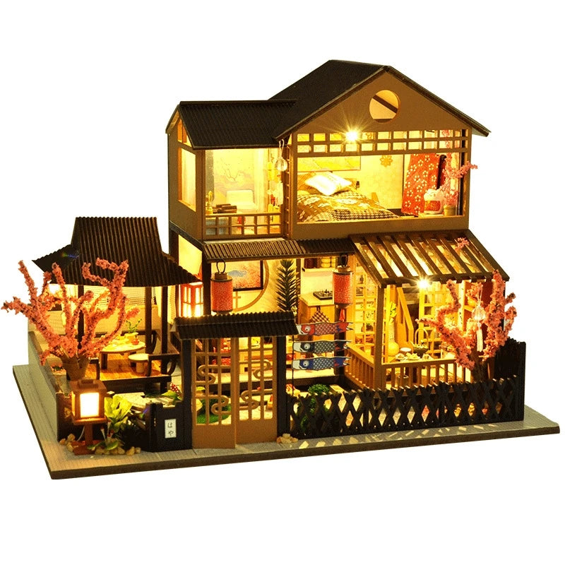 CUTEBEE Dollhouse Miniature with Furniture 3D DIY Wooden Dollhouse Kit with Dust Proof Creative Room Home Decor for Coffee Shops