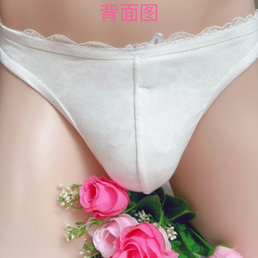 Thong Man's Flower Cute Lace T-back Briefs Live Show Dance Costumes DJ Club Private FKK Party Harajuku Panties
