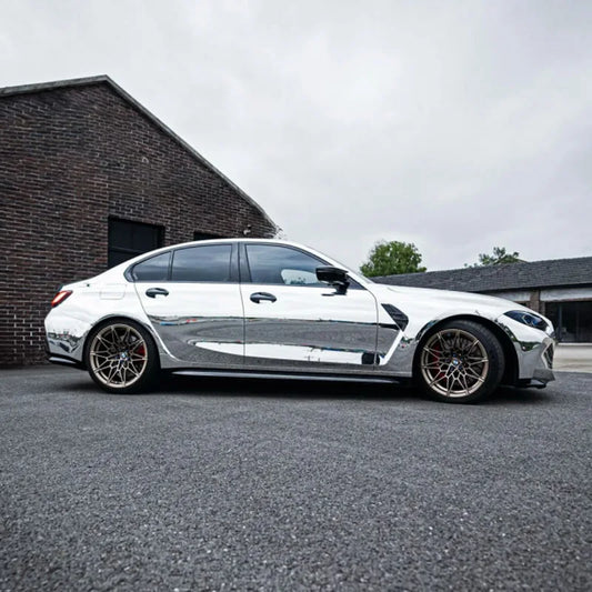 Premium Silver Mirror Chrome Vinyl Wrap Film Roll DIY Self Adhesive Decal Automotive Car Wrapping Foil