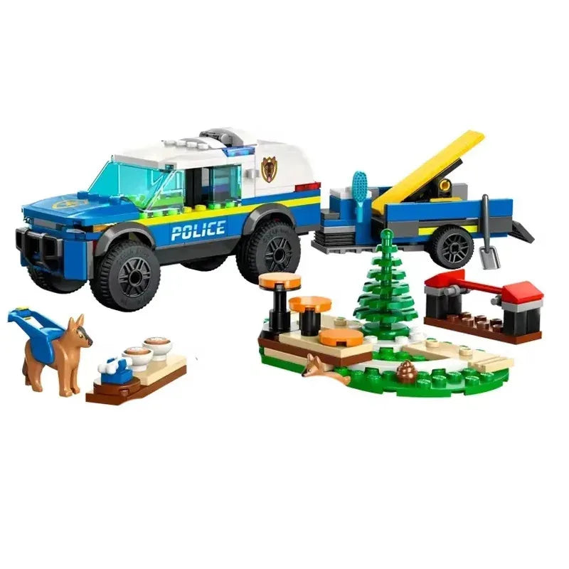 Compatible with the city series police department big hunt boy assembling building block toy children's Day gift police dog60370