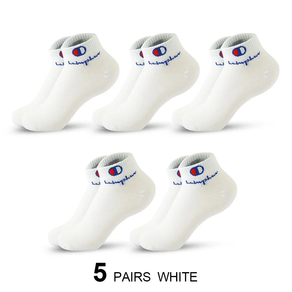 5/10/20 Pairs Men Ankle Socks Cotton Brand Classic Fashion Black White Socks Breathable Mesh Athletic Sports Socks for Summer