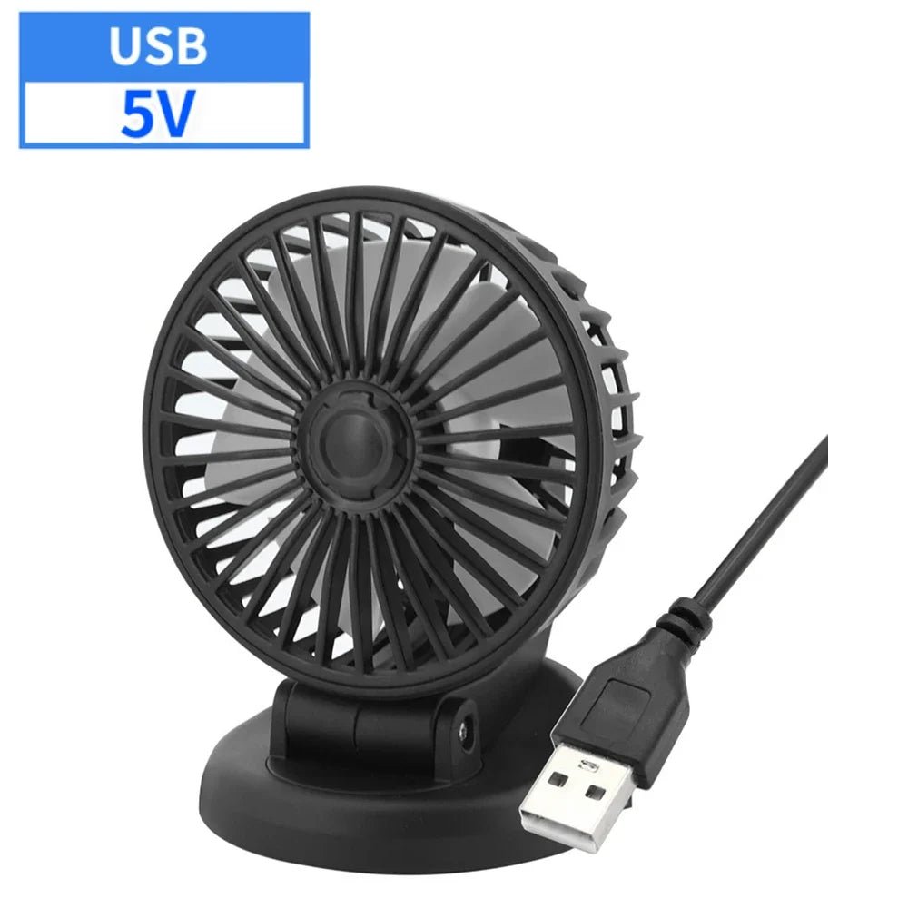 Car Fan 360° Adjustable 1/2/3/4 Head Air Fan Automotive Electric Fan USB/12V/24V Fan 2 Speeds Car Silent Fan for Home Desk Car
