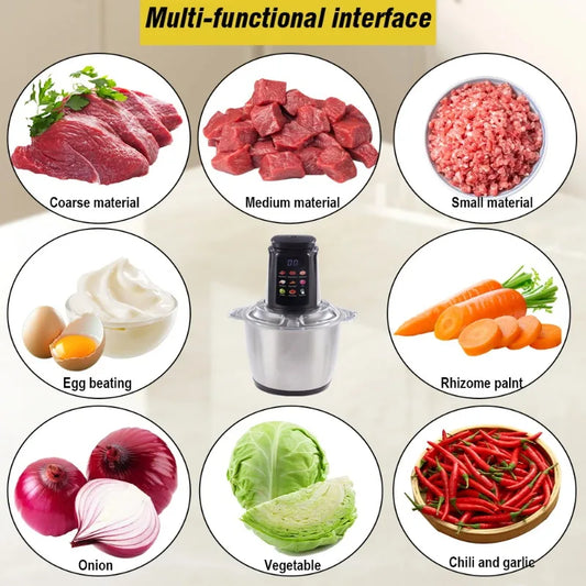 5L Large Capacity Kitchen Blender, 500W 6 Blades Stainless Steel Meat Grinder, 220V Household Food Processor
