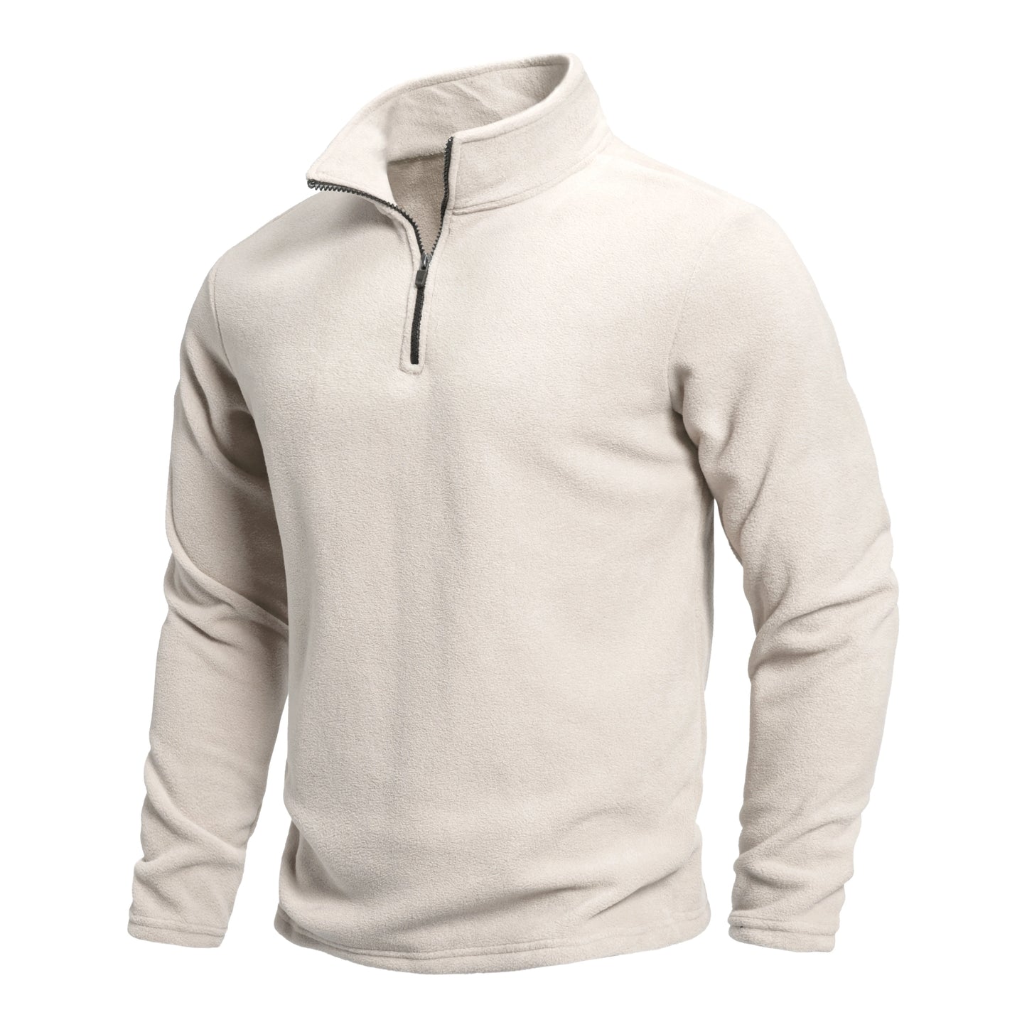 Men's Outdoor Warm Fashion Pullover Winter Warm and Comfortable Half Zip Solid Color Polar Fleece Pullover