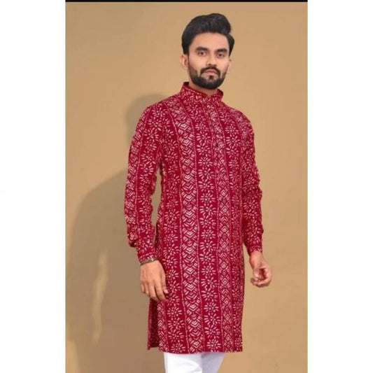 Men Digital Printed Kurta Vardha Regular Fit Mandarin Collar Long Suitable All Occasions Such Wedding Hari Raya Aidilfitri