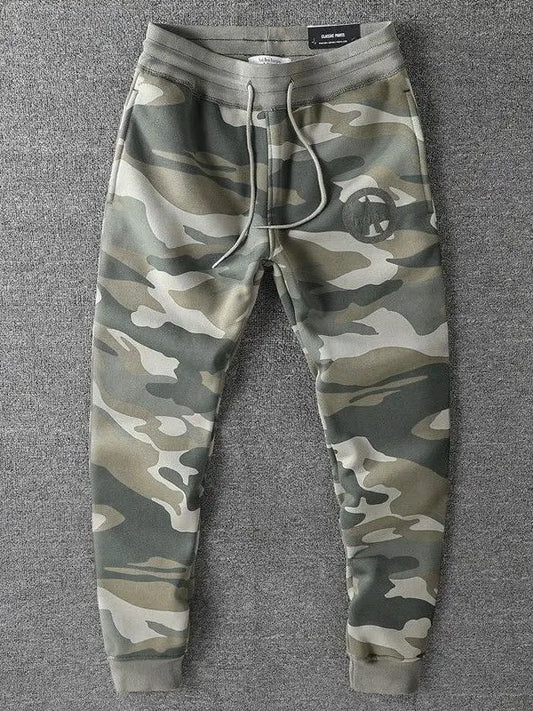 Thickened Wear-Resistant American Casual Camouflage Pants Men's Slim Fit Warmth Sports Cuffed Sweatpants Trendy Long Trousers