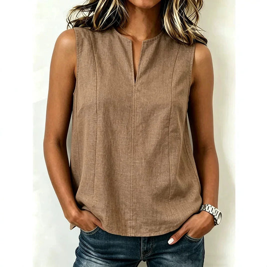 Solid Casual Loose Sleeveless Blouses For Women Fashion Summer Women's Oversized Shirts And Blouses Elegant Youth Female Tops