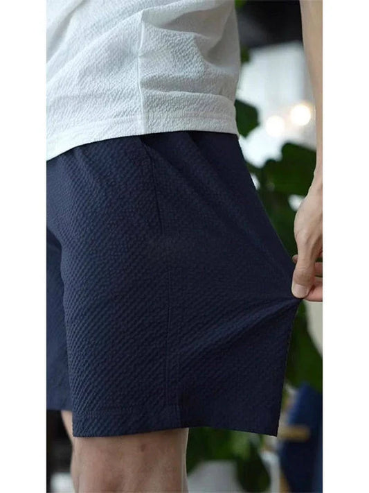 Black Bubble Cloth 4-Part Men's Summer Thin American Quick-Dry Sports Shorts Knee-Length Five-Part Mid-Pants Casual Outdoor S...