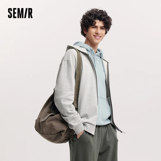 Semir Jacket Men Hooded Cardigan Coat Couple 2025 New Spring Casual Outfit Minimalist and Versatile for Daily Wear