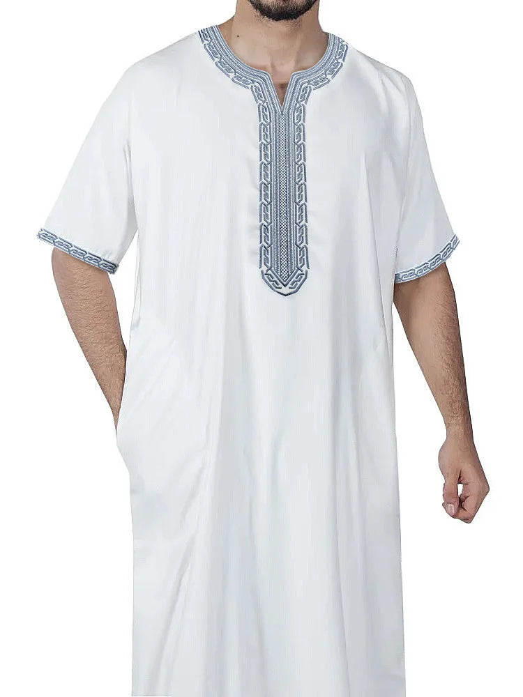 2026 New Embroidered Men's Apparel With Side Pockets Jersey 2026 Muslim Long Dress Robe Abaya Ramadan Dubai Luxury Islam Elegant